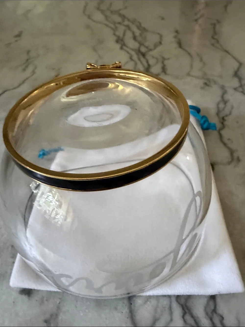 Kate Spade Gold Tone Black Enamel Bow Bangle Bracelet